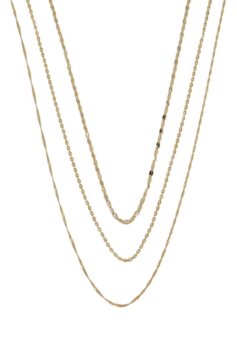 Multistrand 18K Gold Plate Sterling Silver Layered Necklace, Main, color, GOLD