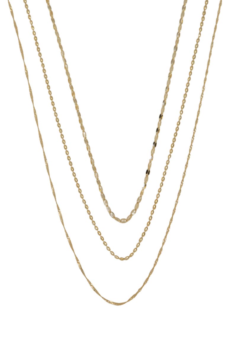 Argento Vivo Sterling Silver Multistrand 18K Gold Plate Sterling Silver Layered Necklace, Main, color, Gold