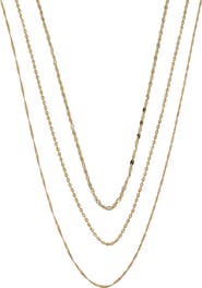 Argento Vivo Sterling Silver Multistrand 18K Gold Plate Sterling Silver Layered Necklace