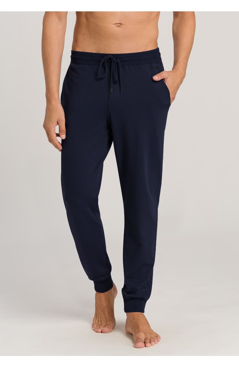 Hanro Living Cotton Drawstring Lounge Pants, Alternate, color, Black Iris