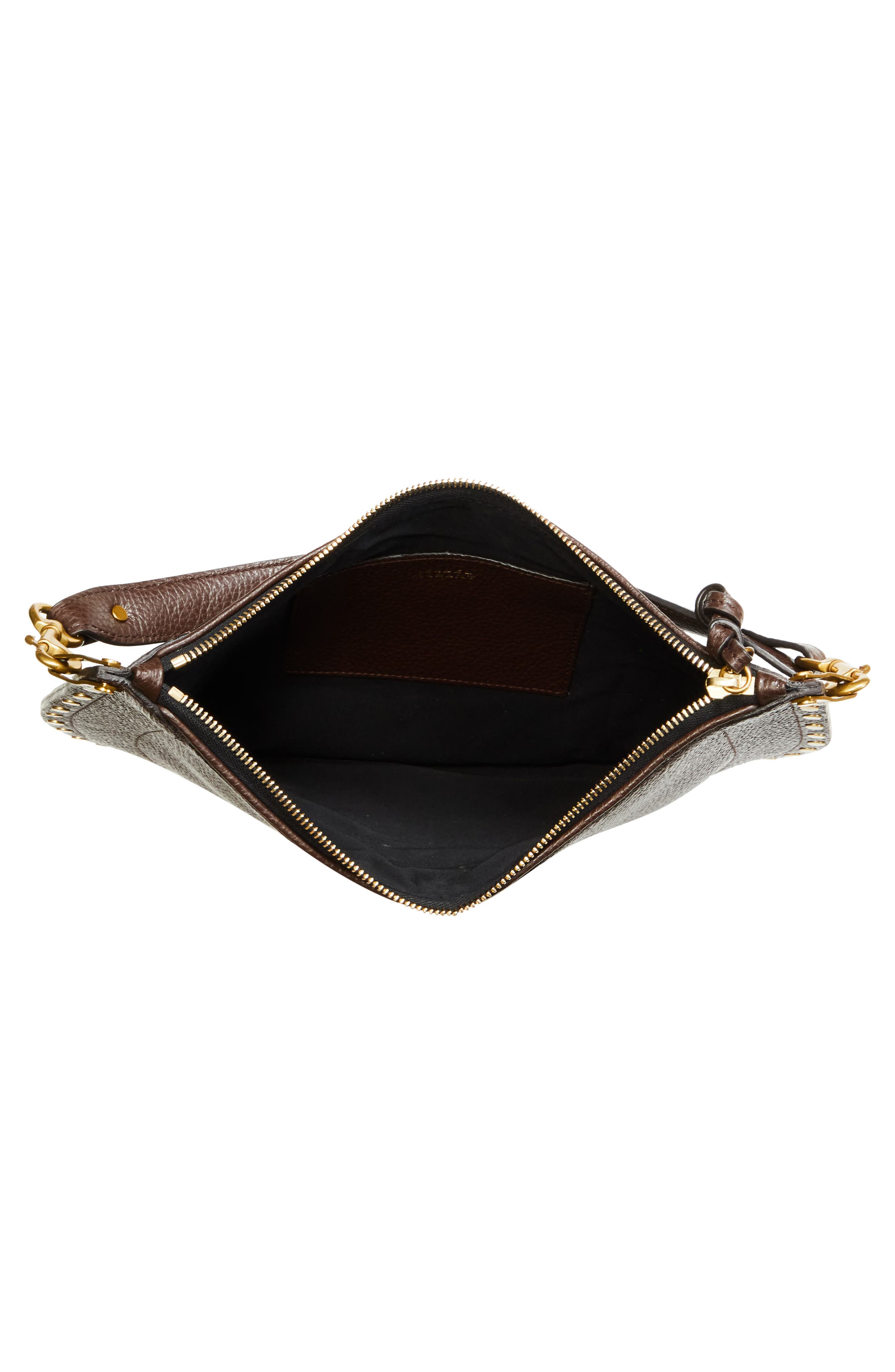 Oskan Soft Zipped Leather Crossbody Bag, Alternate, color, COFFEE