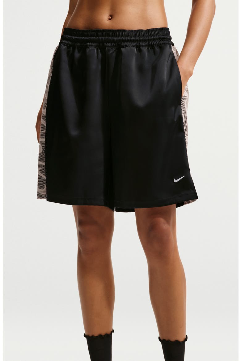 Mesh Panel Shorts, Alternate, color, BLACK/ CREAM II/ WHITE