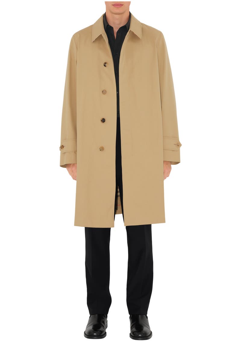 Burberry Long Gabardine Car Coat, Main, color, Flax Beige