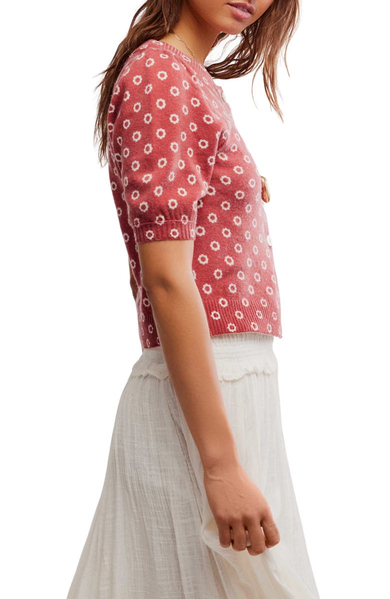 Free People Isla Puff Sleeve Crop Wool & Cashmere Blend Cardigan, Alternate, color, Daisy Combo