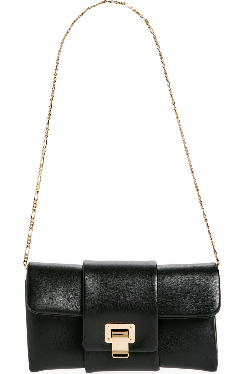 Proenza Schouler Flip Leather Clutch, Main, color, Black