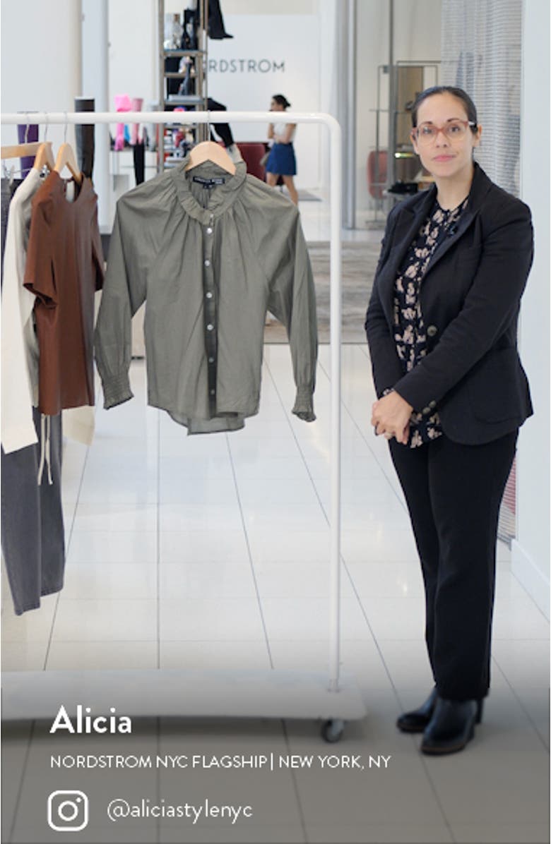 Calisto Ruffle Collar Cotton Button-Up Shirt, sales video thumbnail