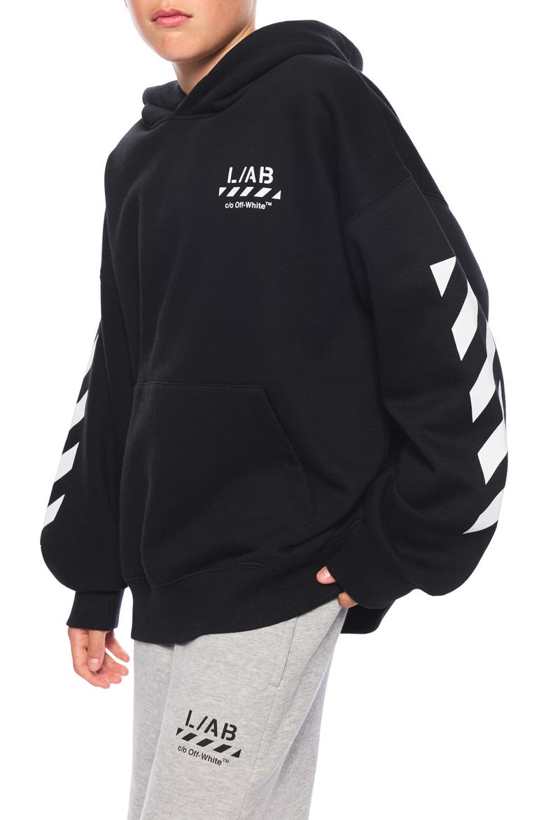 Kids' Diag Graphic Hoodie, Alternate, color, BLACK
