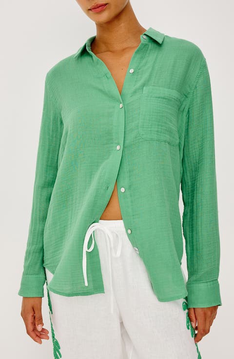 Ellis Organic Cotton Gauze Button-Up Shirt