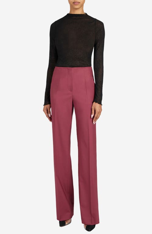 Santorelli Della Wool Stretch Straight Leg Pants In Burgundy