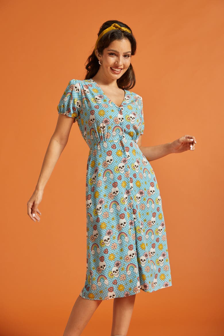 Sundae Stunner Button Front Dress, Alternate, color, Dead Cute