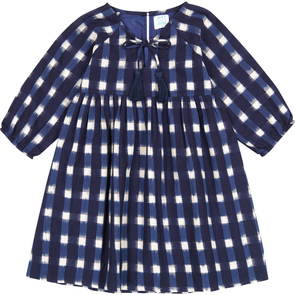Mer St. Barth Girls' Sara Popover Dress - Little Kid, Big Kid In Midnight Blue Ikat