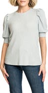 GIBSONLOOK Pointelle Puff Sleeve Knit Top