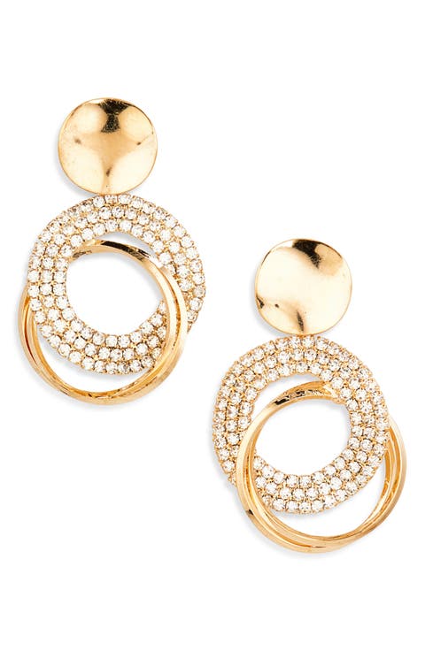 Pavé Crystal Interlocked Circle Drop Earrings