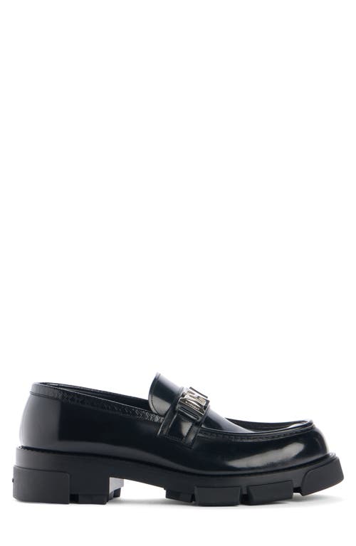 Givenchy Polished Black Bull Leather Loafers With Chunky Sole In Black
