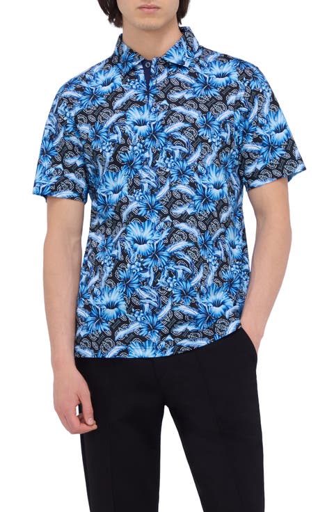 Hendrix Digital Floral Print Pima Cotton Polo