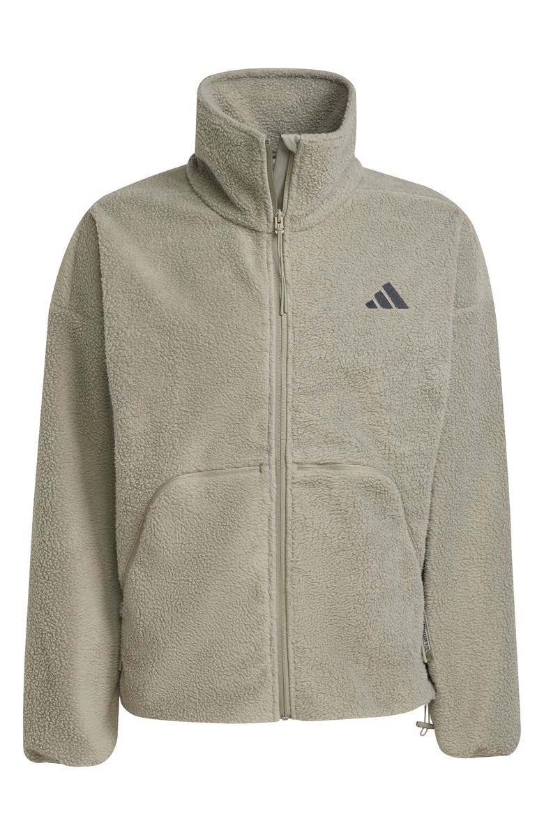 adidas City Tech High Pile Fleece Full Zip Jacket, Alternate, color, Silver Pebble