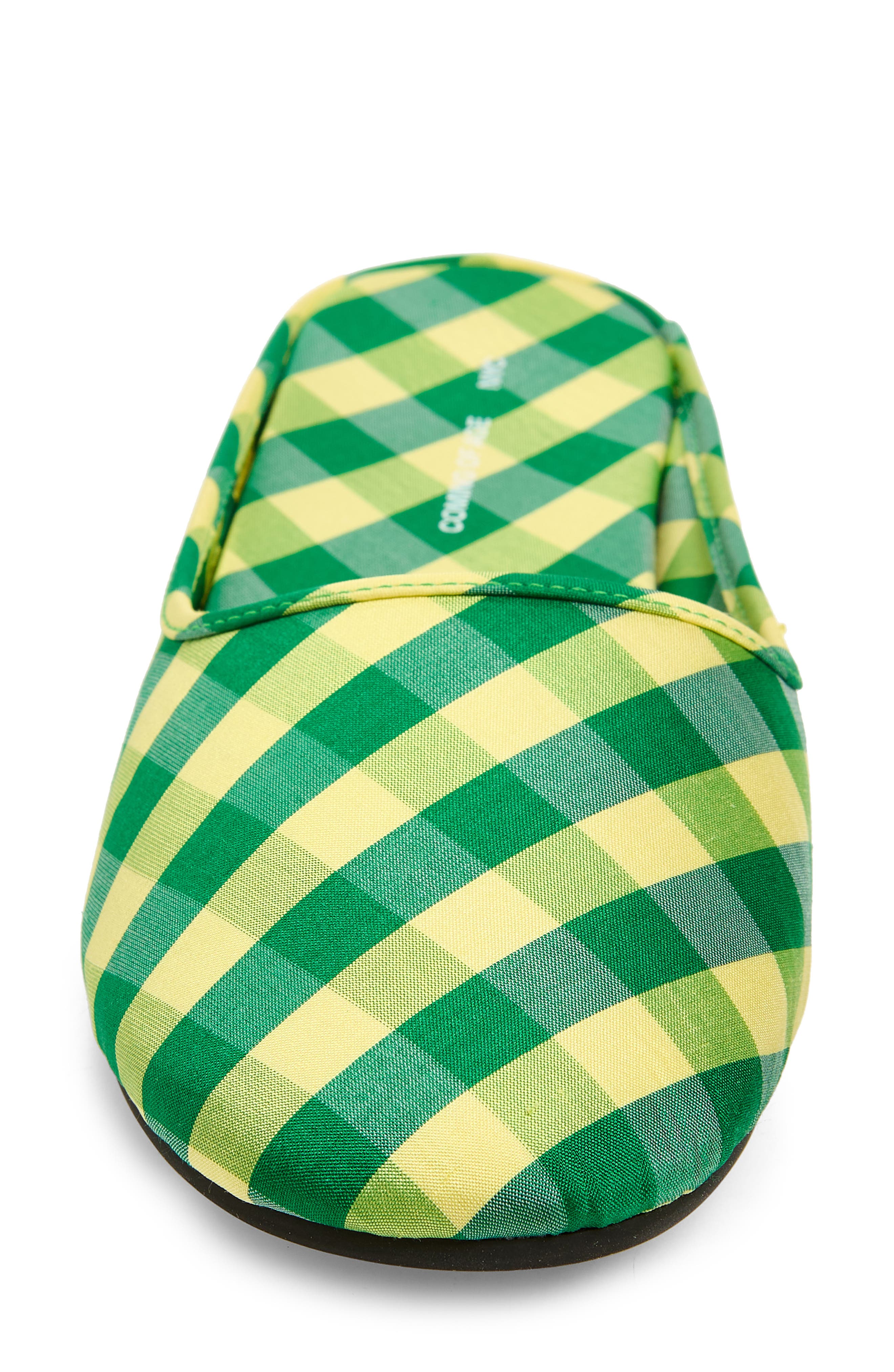 COMING OF AGE Gingham Check Silk Slipper, Alternate, color, Gingham Green Yellow