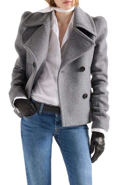 Double Breasted Wool Blend Coat