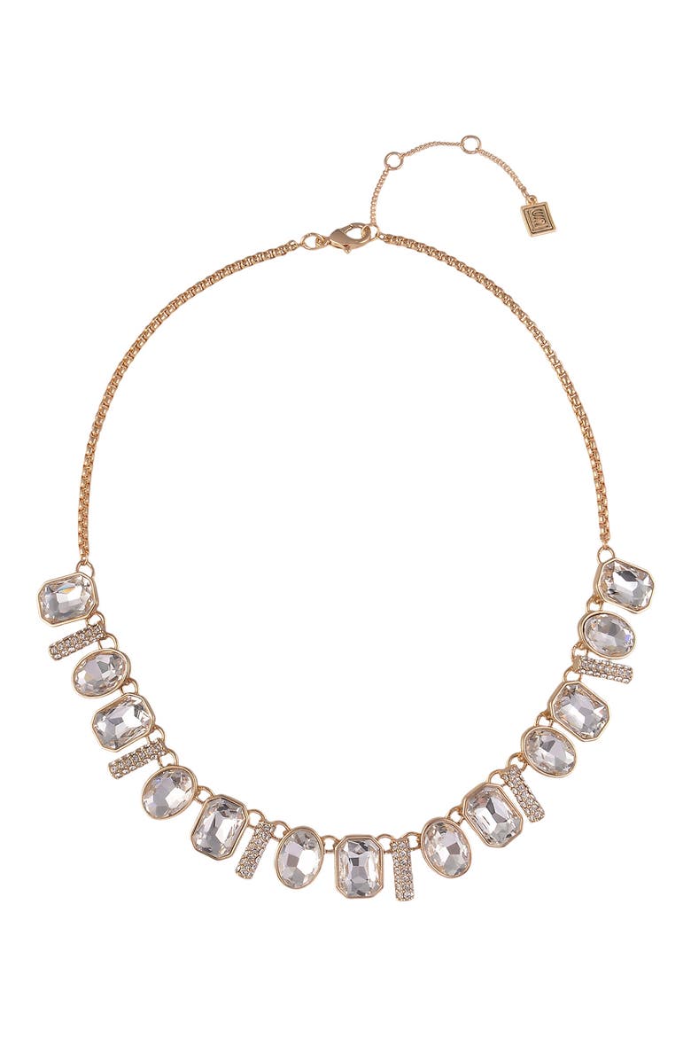 Oval & Square Crystal Necklace, Main, color, GOLD