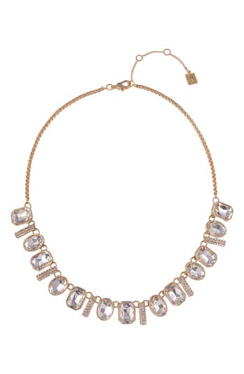Laundry By Shelli Segal Oval & Square Crystal Necklace In Gold
