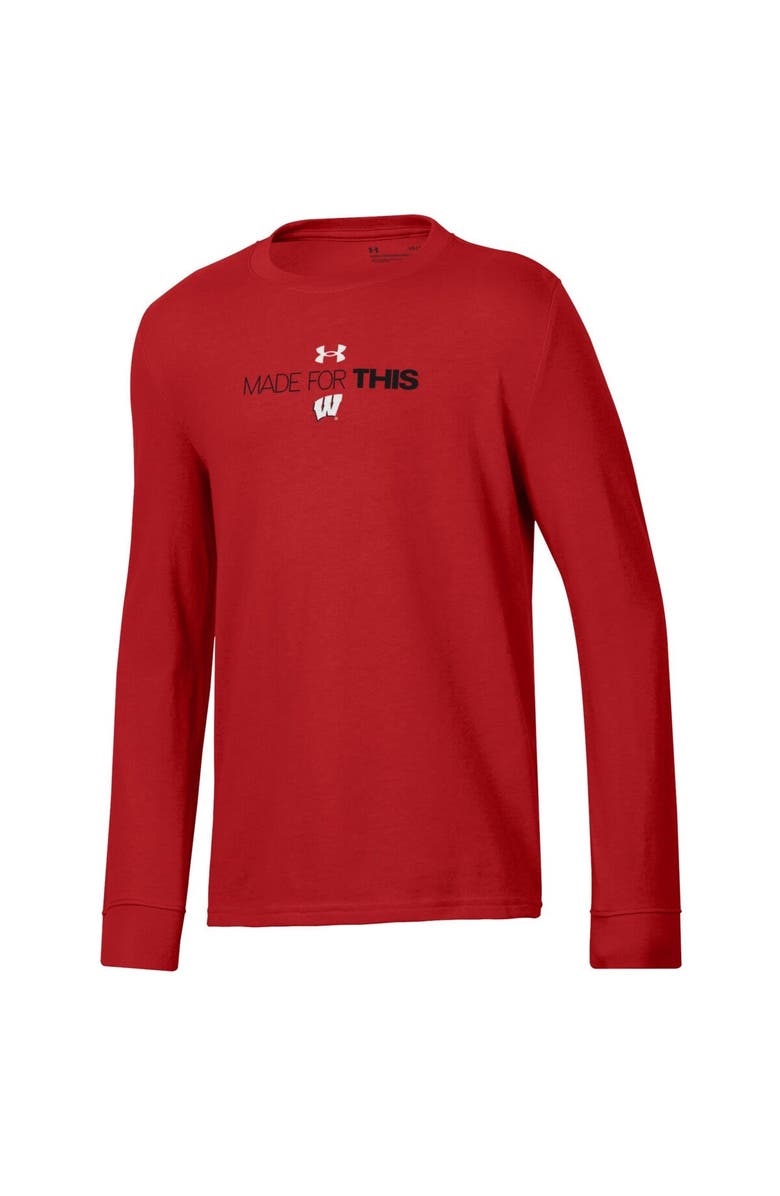 Under Armour Youth Under Armour  Red Wisconsin Badgers 2024 On-Court Bench Unity Performance Long Sleeve T-Shirt, Alternate, color, 