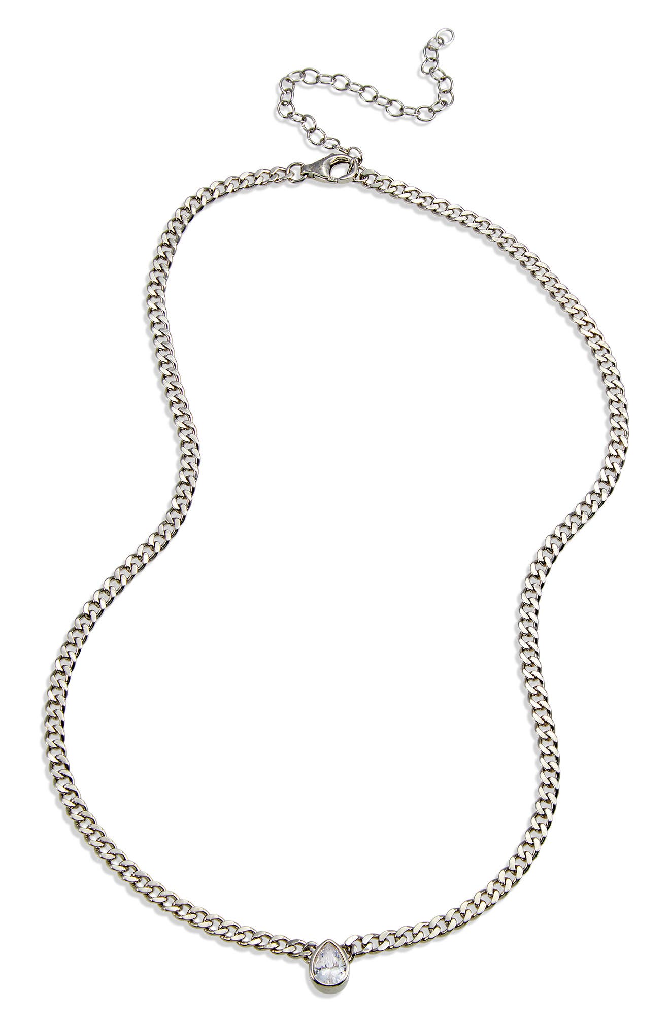 SAVVY CIE JEWELS Cuban Link CZ Solitaire Necklace