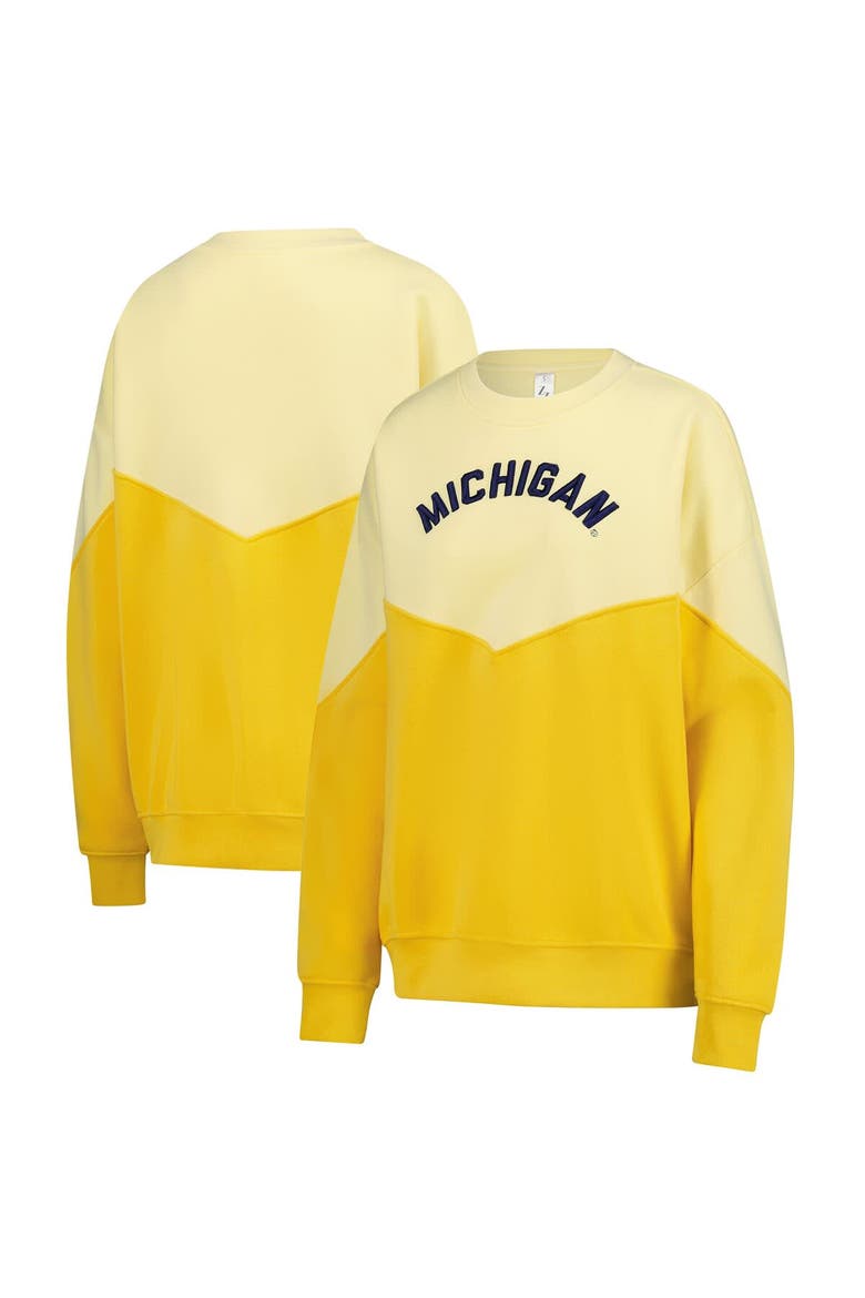 Women's ZooZatz Yellow Michigan Wolverines Bestie Oversized Pullover Sweatshirt, Alternate, color, Yellow