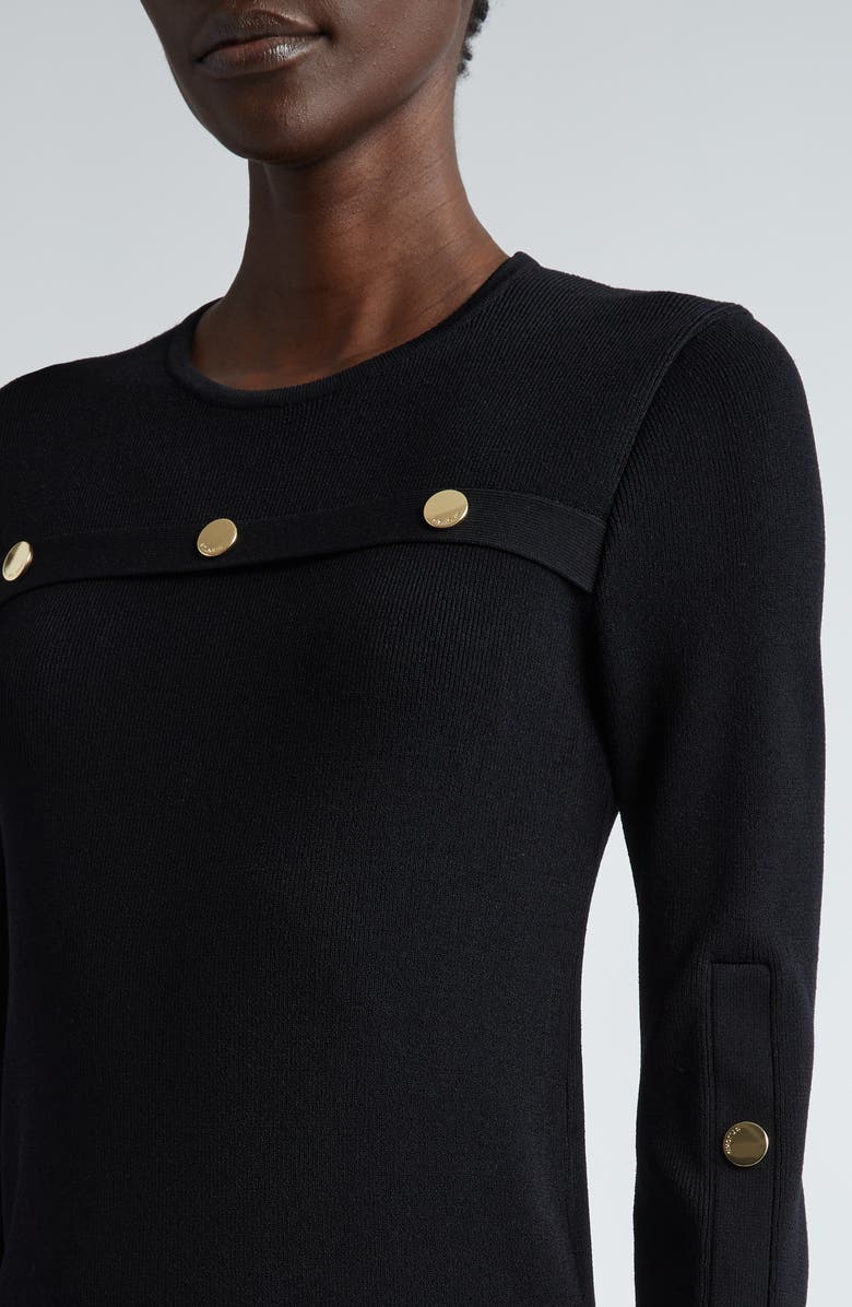 ST. JOHN Medallion Trim Crewneck Sweater, Alternate, color, 