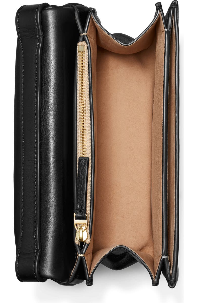 Tory Burch Kira Soft Leather Shoulder Bag, Alternate, color, Black/ Gold