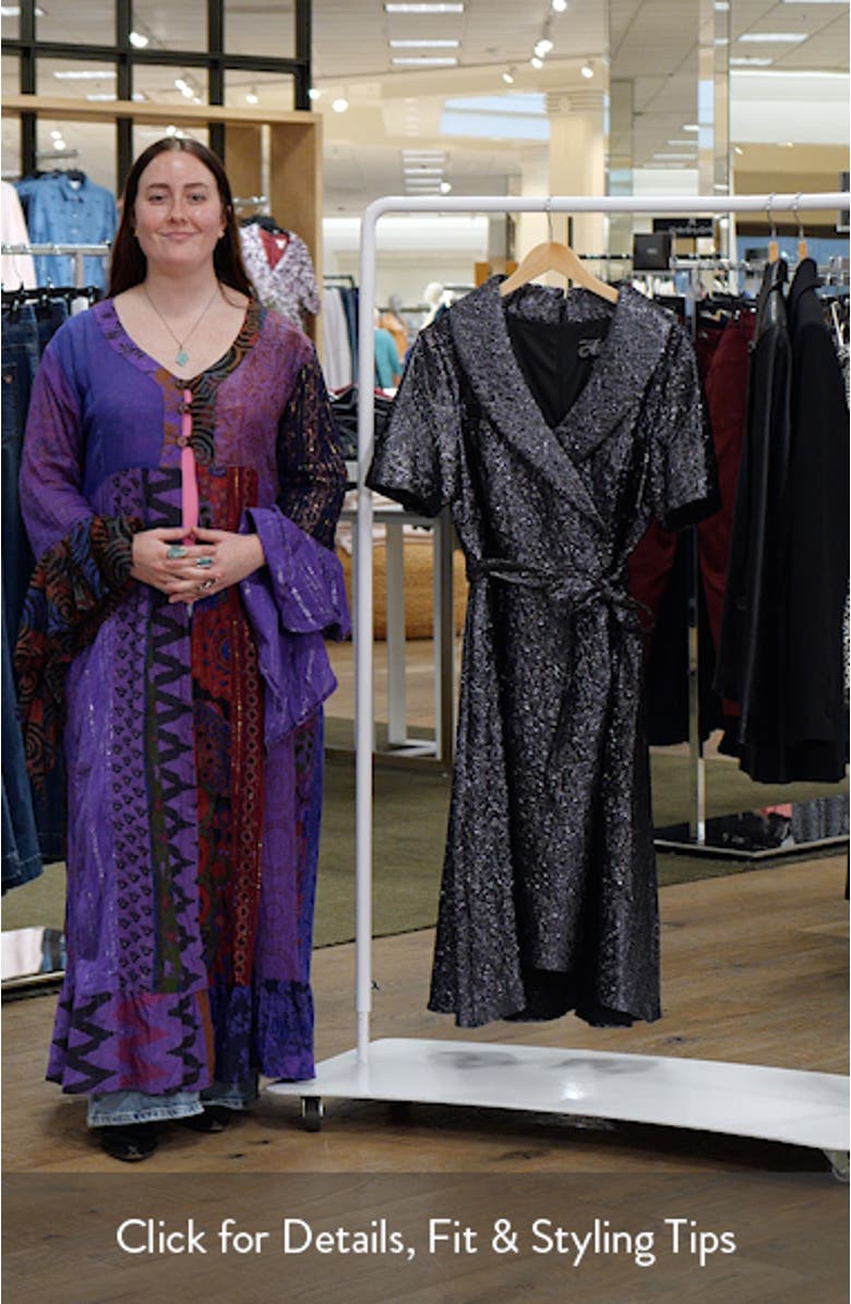 Jacquard Faux Wrap Midi Dress, sales video thumbnail