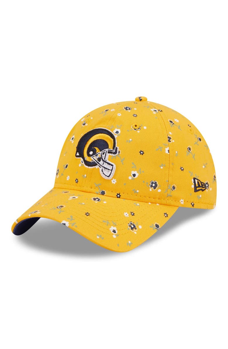 New Era Women's New Era Gold Los Angeles Rams  Floral 9TWENTY Adjustable Hat, Main, color, 