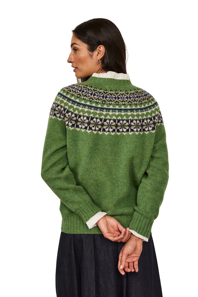 British Highlands Crew Neck Cardigan, Alternate, color, Fern Green