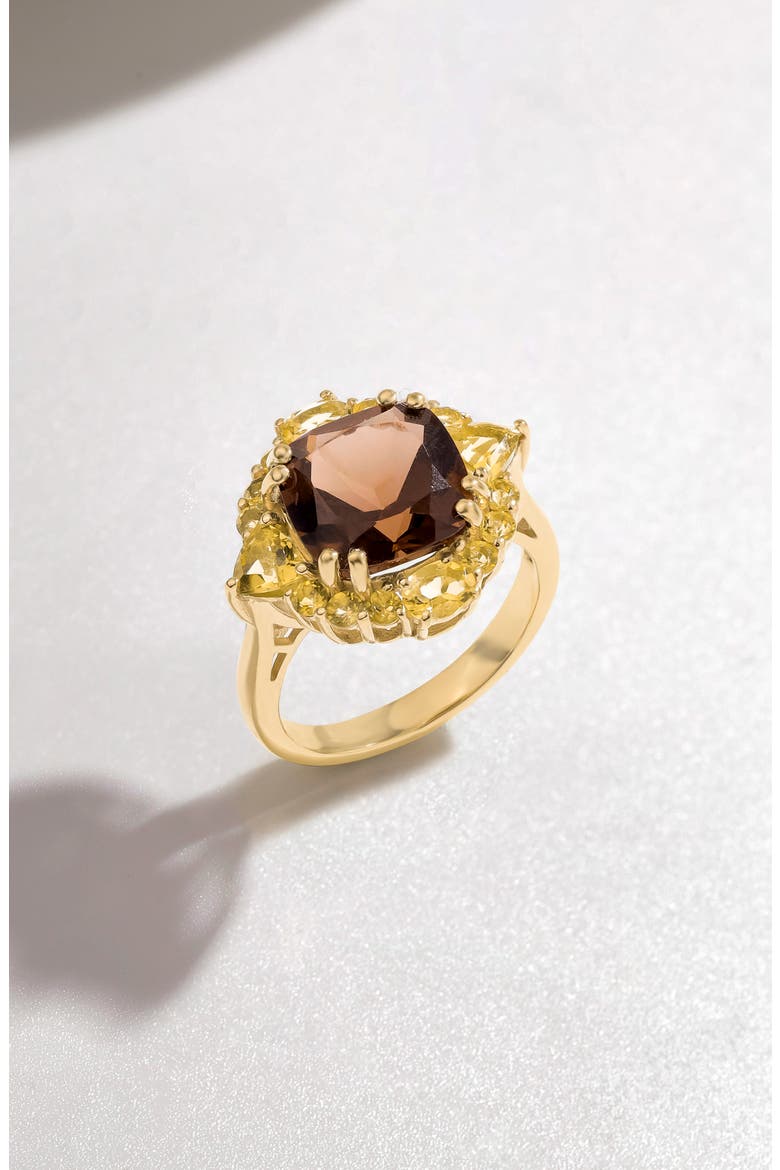 Smoky Quartz & Citrine Ring, Alternate, color, BROWN