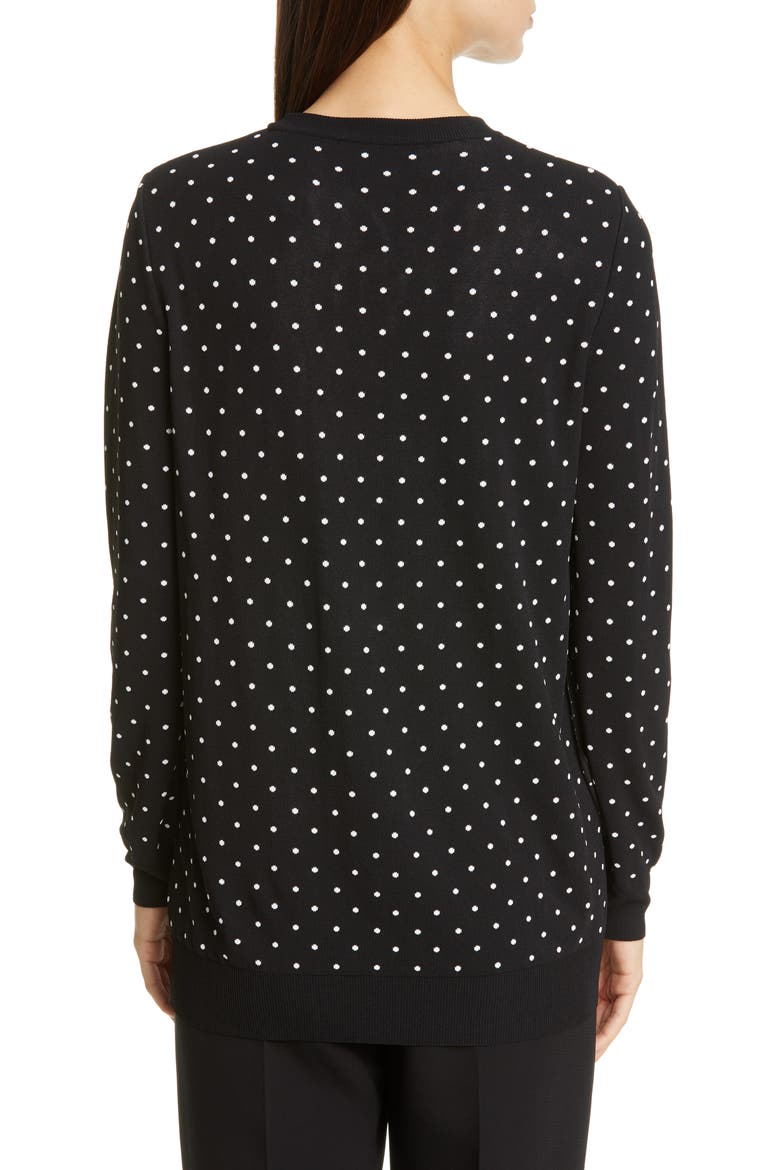 Alex Polka Dot Jacquard Sweater, Alternate, color, BLACK