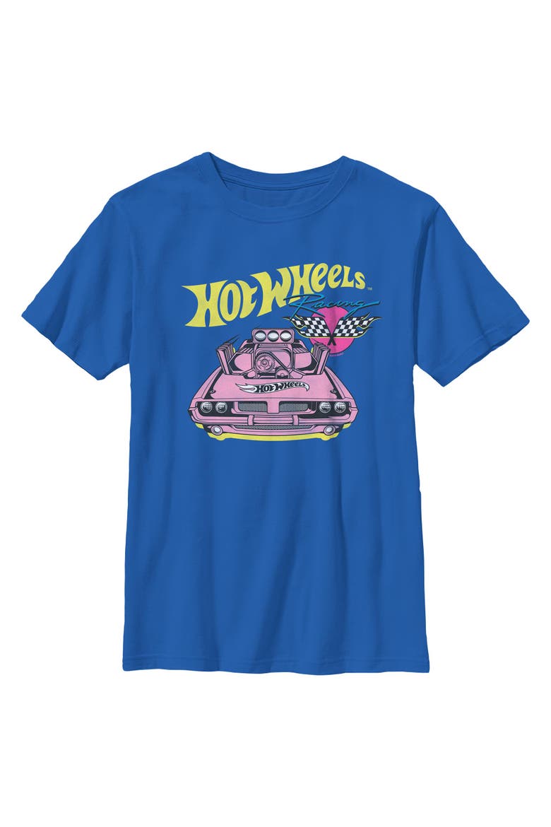 Boys Hot Wheels Rodger Dodger Retro Racing Flags T Shirt, Main, color, Royal Blue