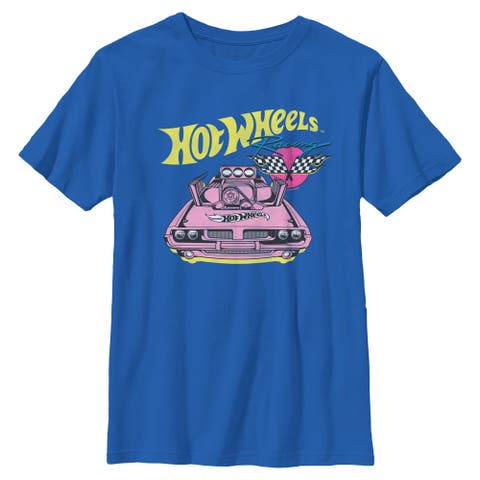 Boys Hot Wheels Rodger Dodger Retro Racing Flags T Shirt