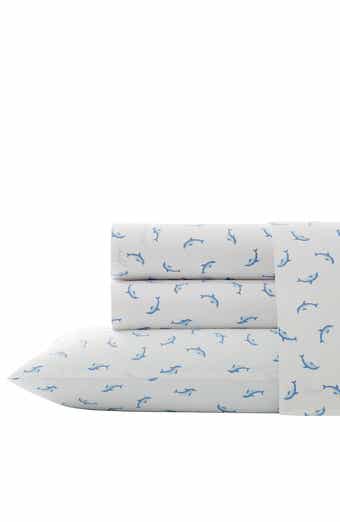 POPPY AND FRITZ Dolphin Print 200 Thread Count Cotton Percale Sheet Set