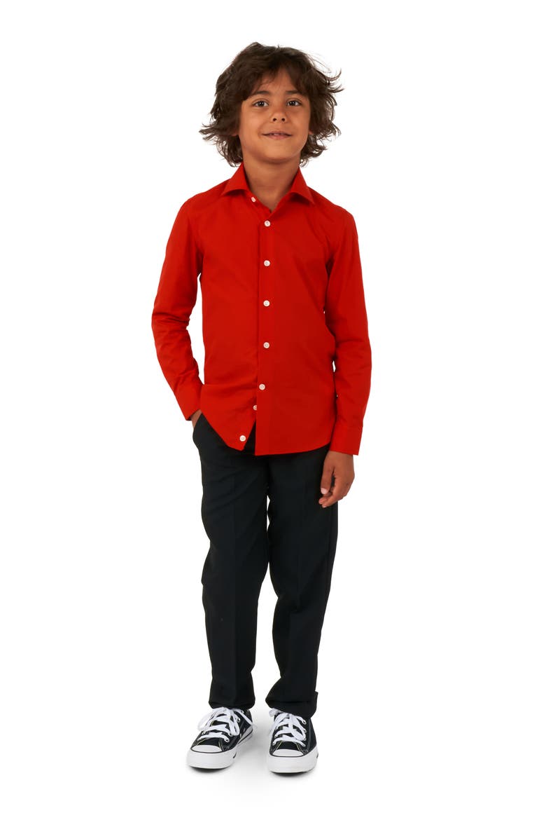 Kids' Red Devil Button-Up Shirt, Alternate, color, DARK RED