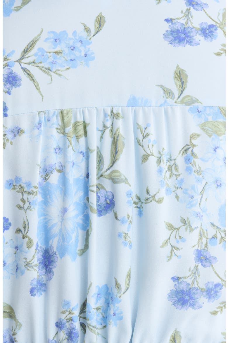 Dusty Floss Floral Pleated Midi Dress, Alternate, color, LIGHT BLUE MULTI