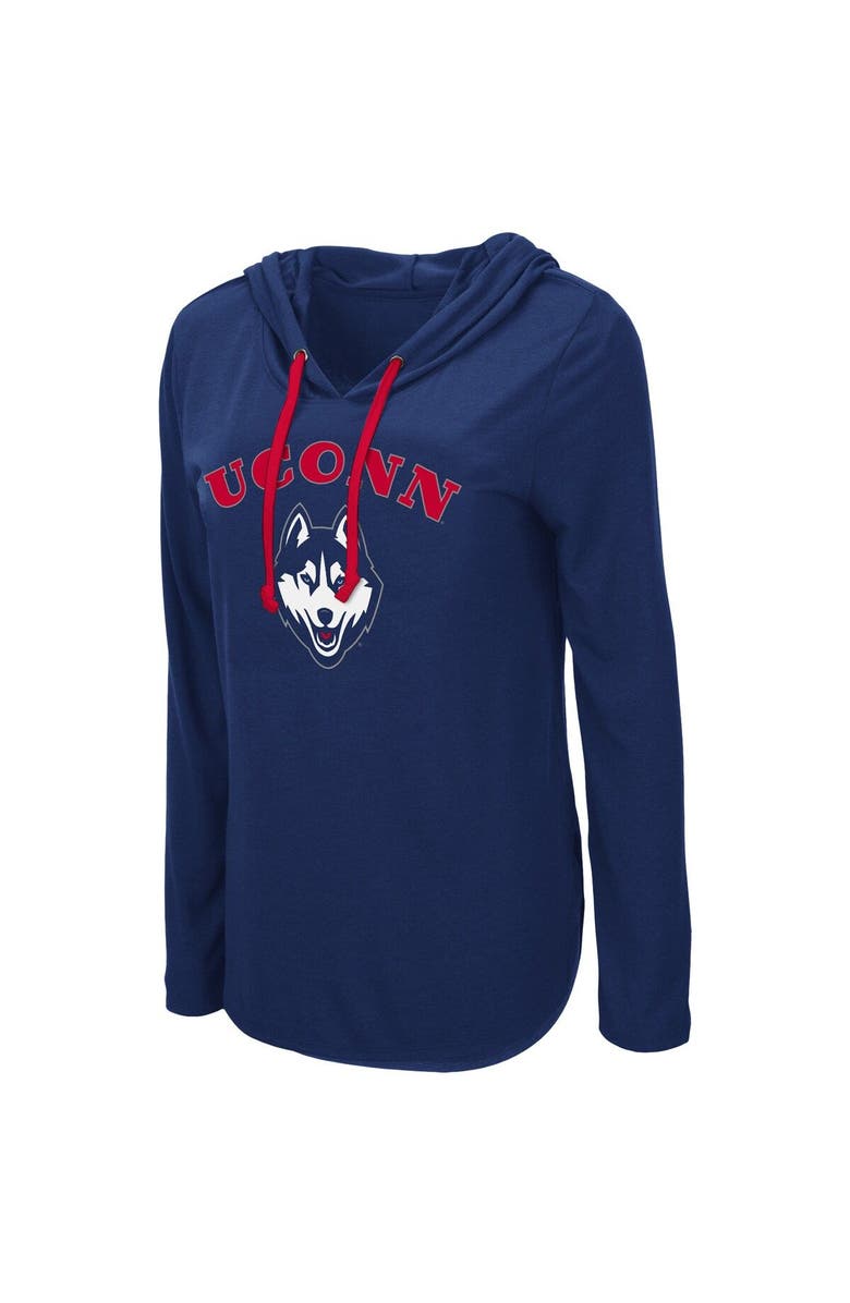 COLOSSEUM Women's Colosseum Navy UConn Huskies My Lover Lightweight Hooded Long Sleeve T-Shirt, Alternate, color,