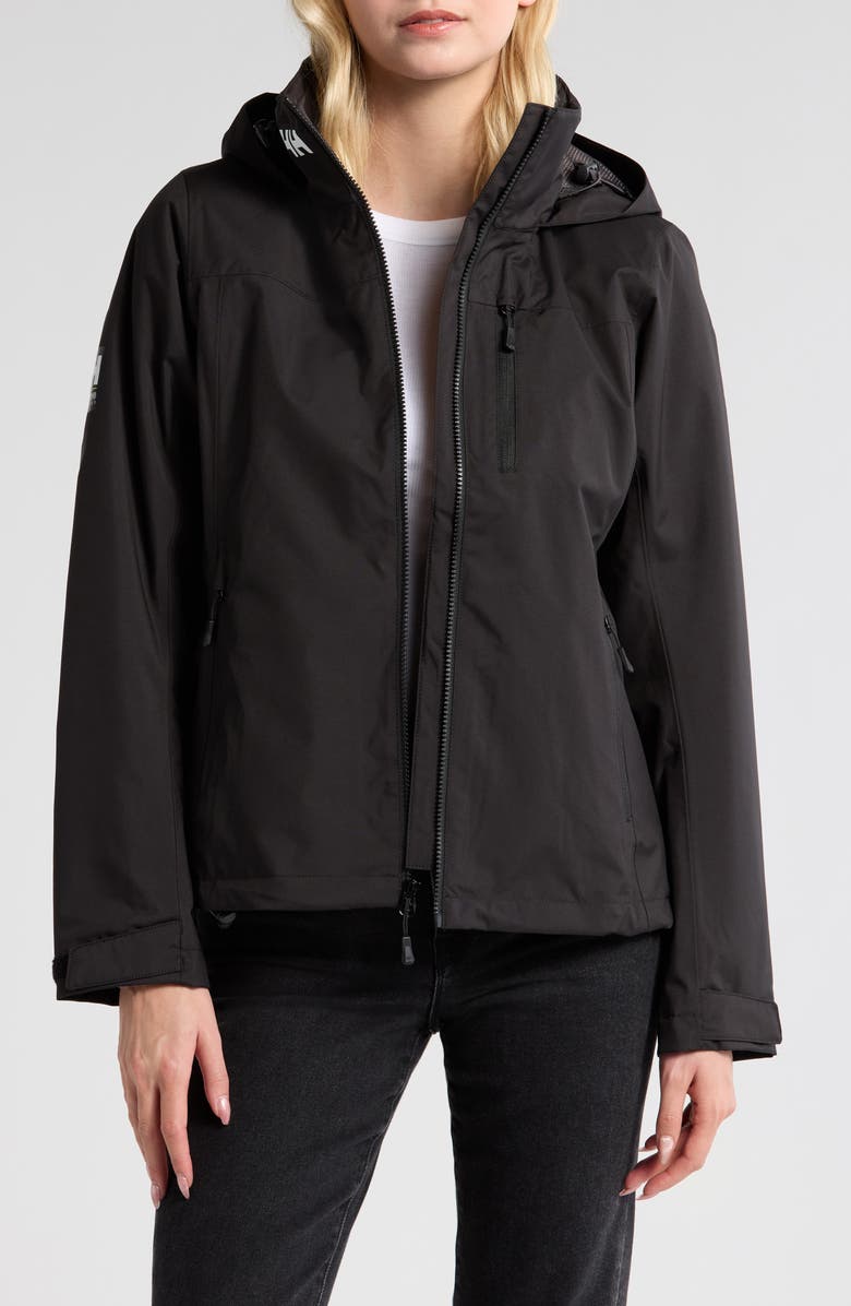 Helly Hansen Crew 2.0 Waterproof Midlayer Hooded Sailing Jacket, Main, color, Black