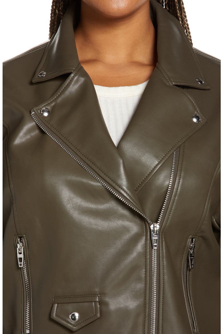 Faux Leather Moto Jacket, Alternate, color, SECRET MEADOW OLIVE