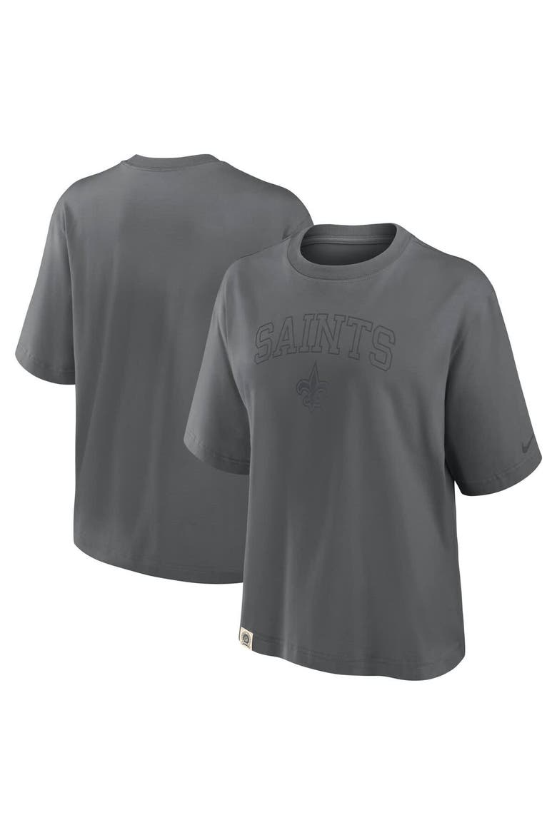 Women's Nike Charcoal New Orleans Saints Glory Arch Boxy T-Shirt, Main, color, Charcoal