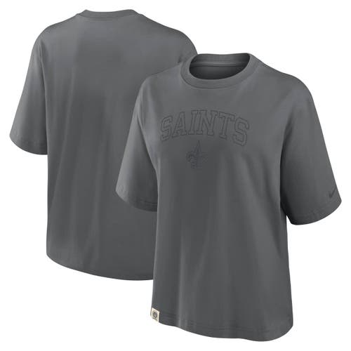 Nike Charcoal New Orleans Saints Glory Arch Boxy T-shirt In Gray