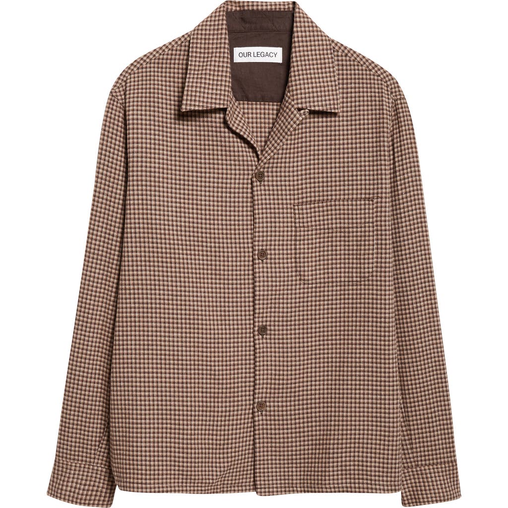 Our Legacy Heusen Microcheck Flannel Button-up Shirt In Animal Print
