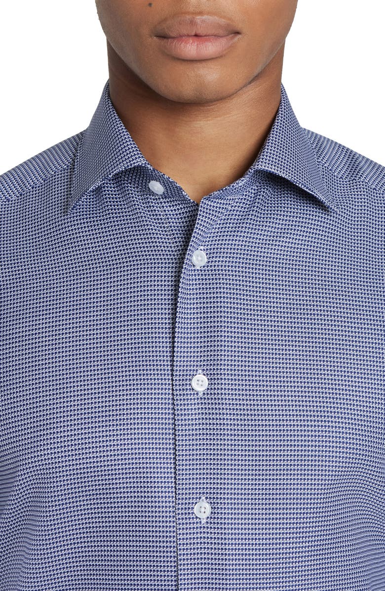 Jack Victor Kensington Dobby Cotton Dress Shirt, Alternate, color, Navy