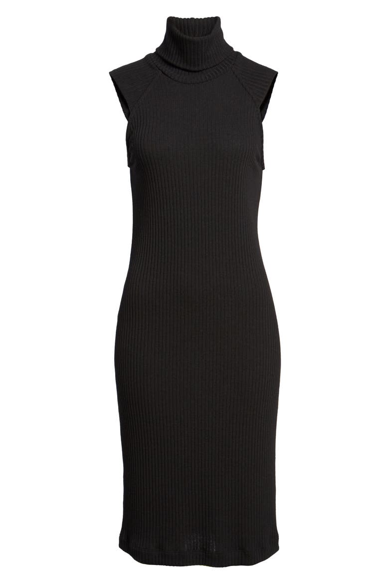 Sylvie Rib Knit Dress, Alternate, color, BLACK