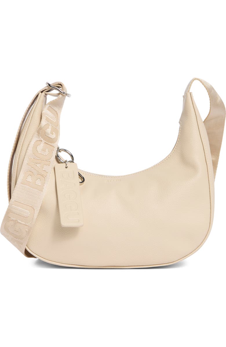 Baggu Small Recycled Leather Crescent Bag, Main, color, Stone