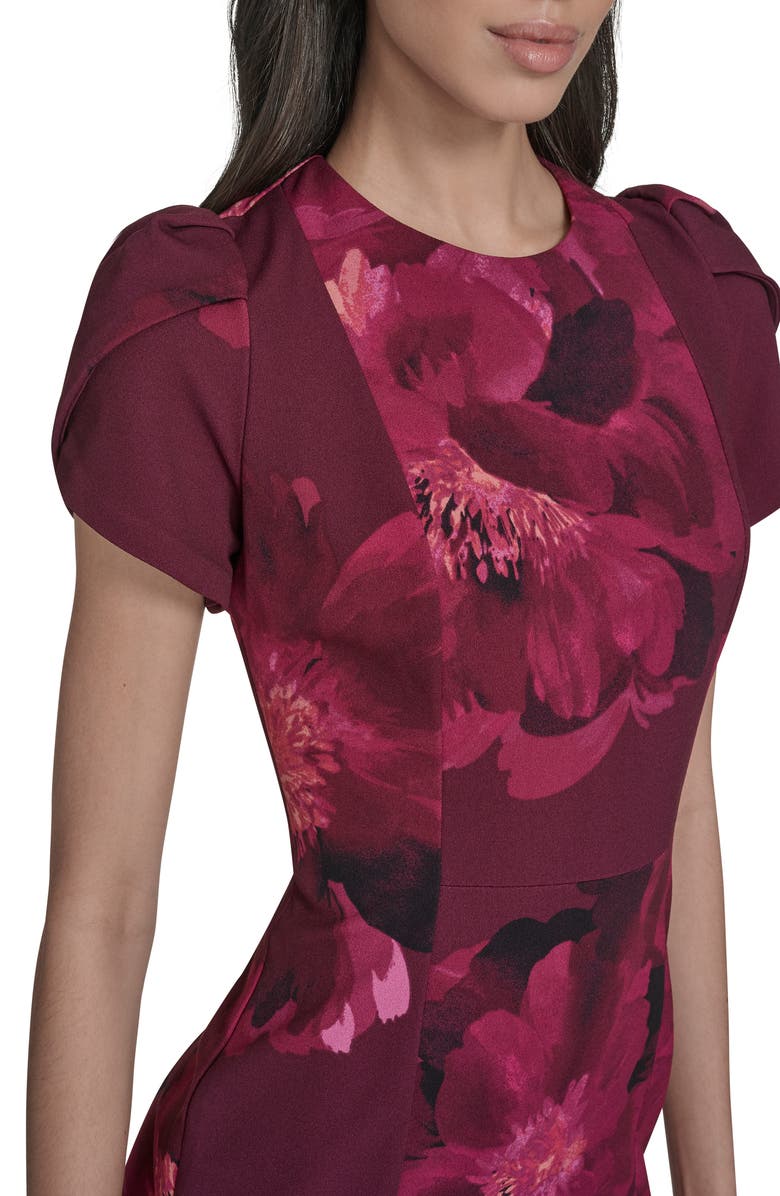 Calvin Klein Floral Sheath Midi Dress, Alternate, color, Rosewood Multi