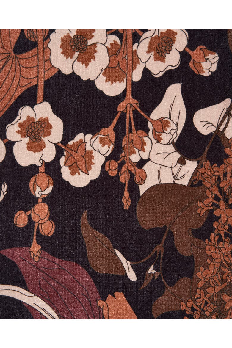 Deco Blooms Black Velvet Scarf, Alternate, color, Black